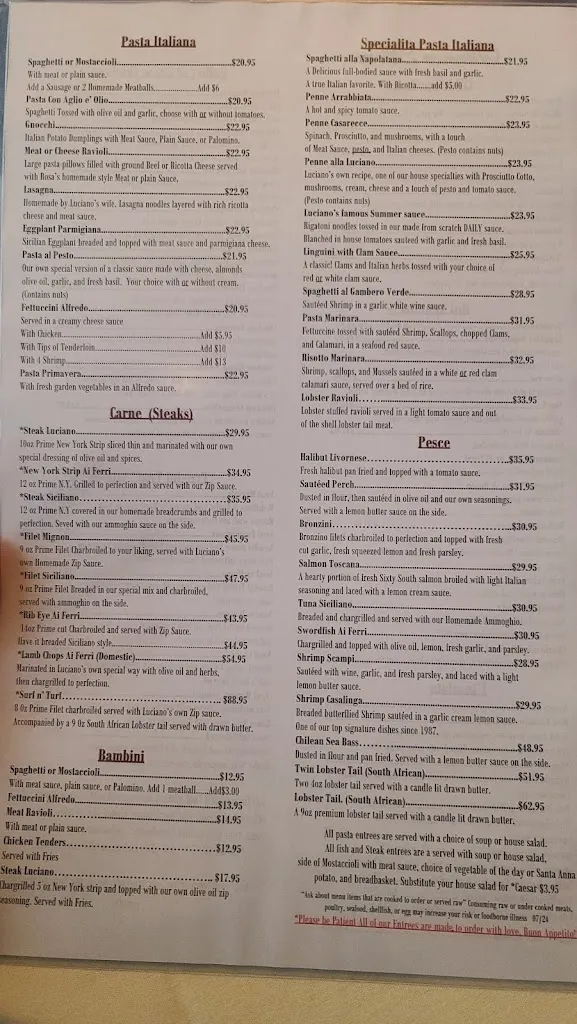 Menu_Luciano's Italian Restaurant_Clinton Township, MI_image_old_3