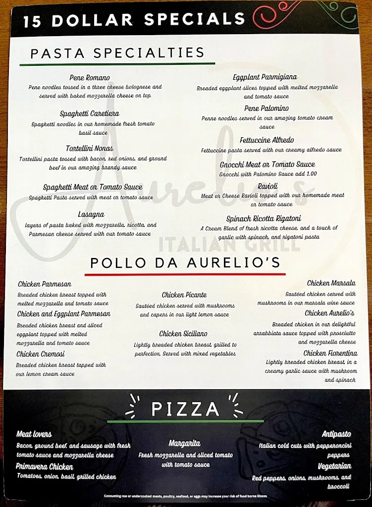 Menu_Aurelio's_Clinton Township, MI_image_old_1