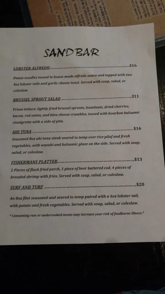 Menu_Sandbar_Harrison Township, MI_image_old_2