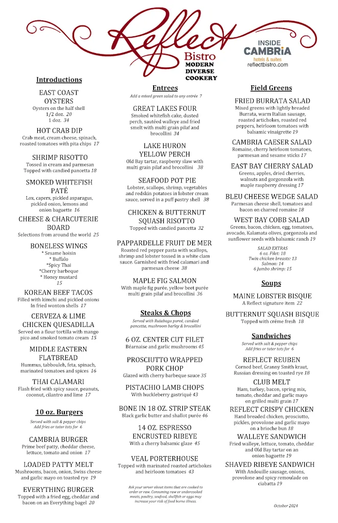 Menu_Reflect Bistro_Traverse City, MI_image_old_1