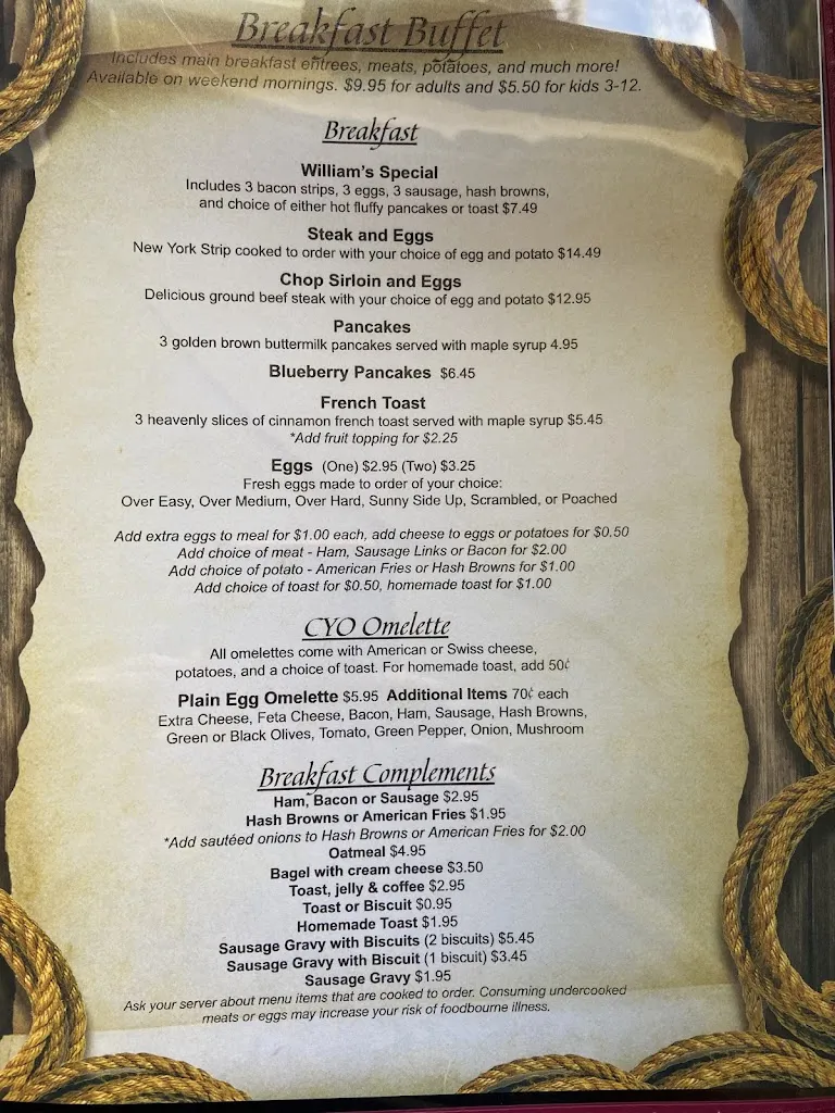 Menu_Williams Inn_Harbor Beach, MI_image_old_2