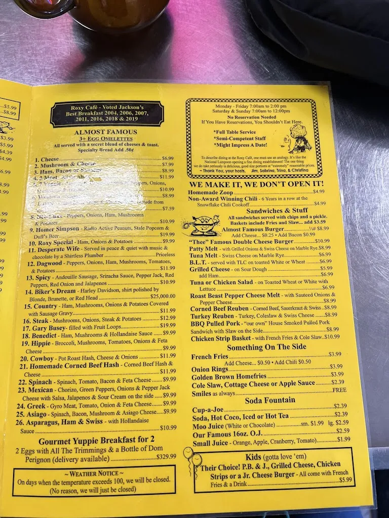 Menu_Roxy Cafe_Jackson, MI_image_old_3
