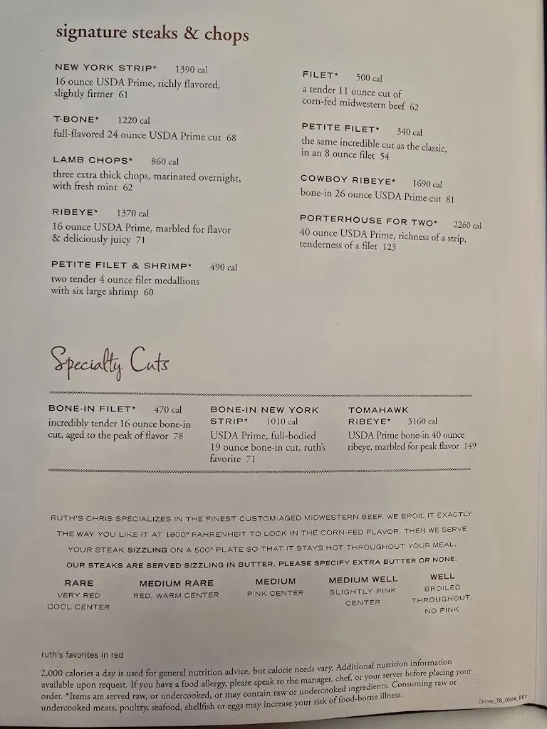 Menu_Ruth's Chris Steak House_Mt Pleasant, MI_image_old_2