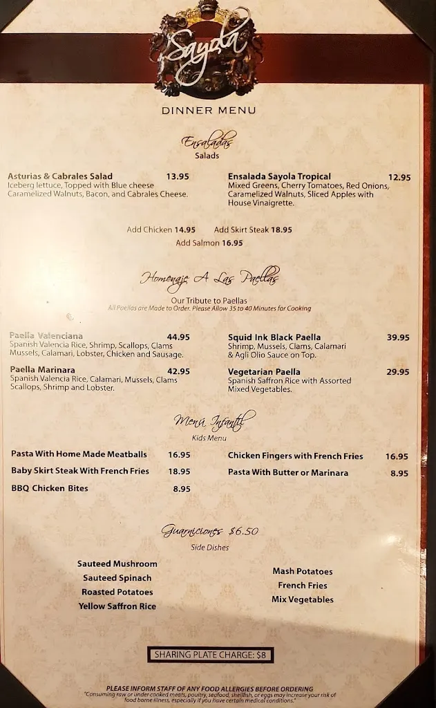 Menu_Sayola Restaurant_Tenafly, NJ_image_old_1