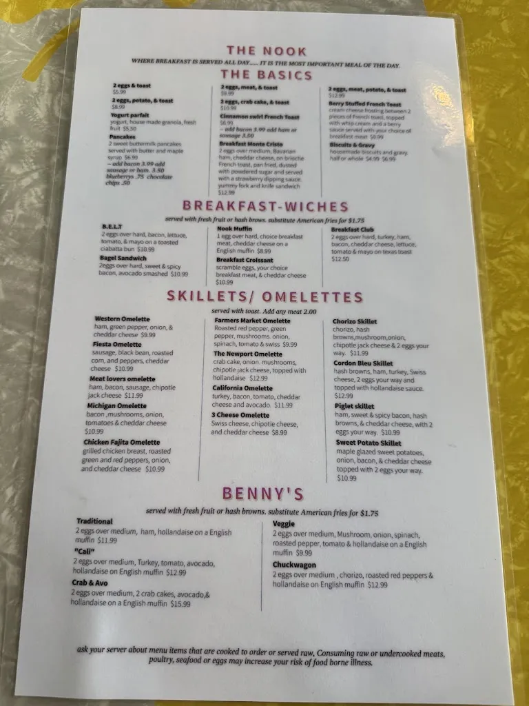Menu_The Nook_Middleville, MI_image_old_3