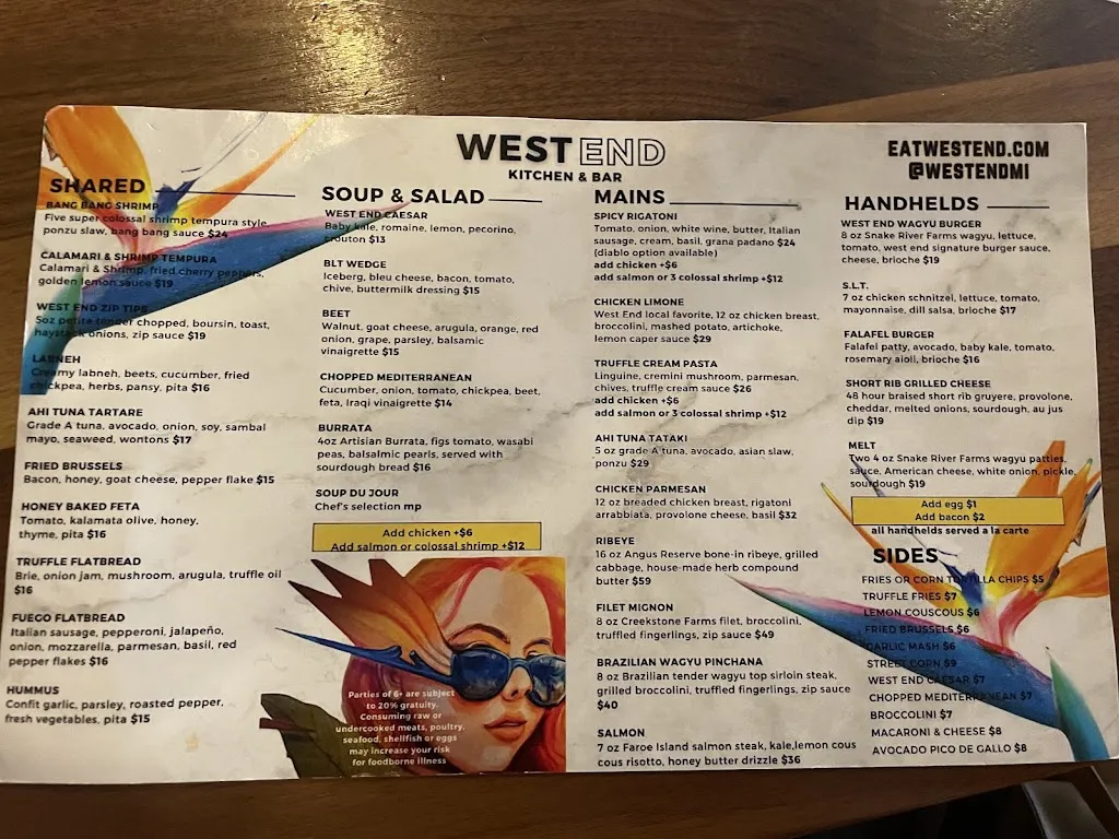 Menu_West End Kitchen & Bar_Orchard Lake Village, MI_image_old_1