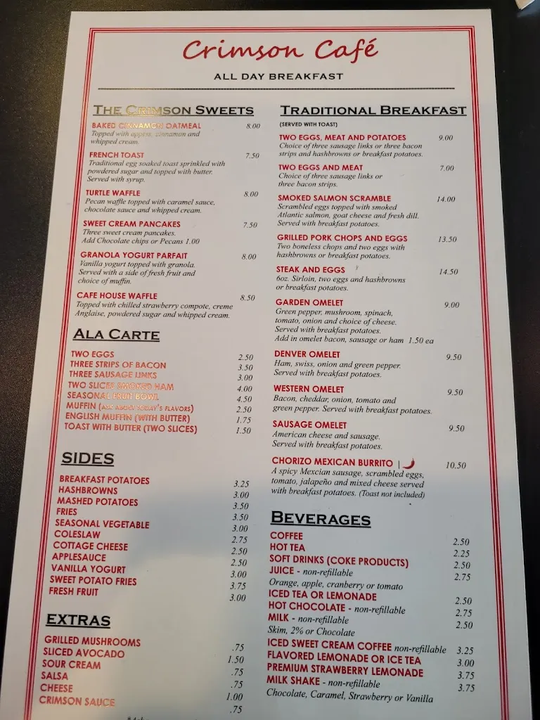 Menu_Crimson Cafe_Stevensville, MI_image_old_1