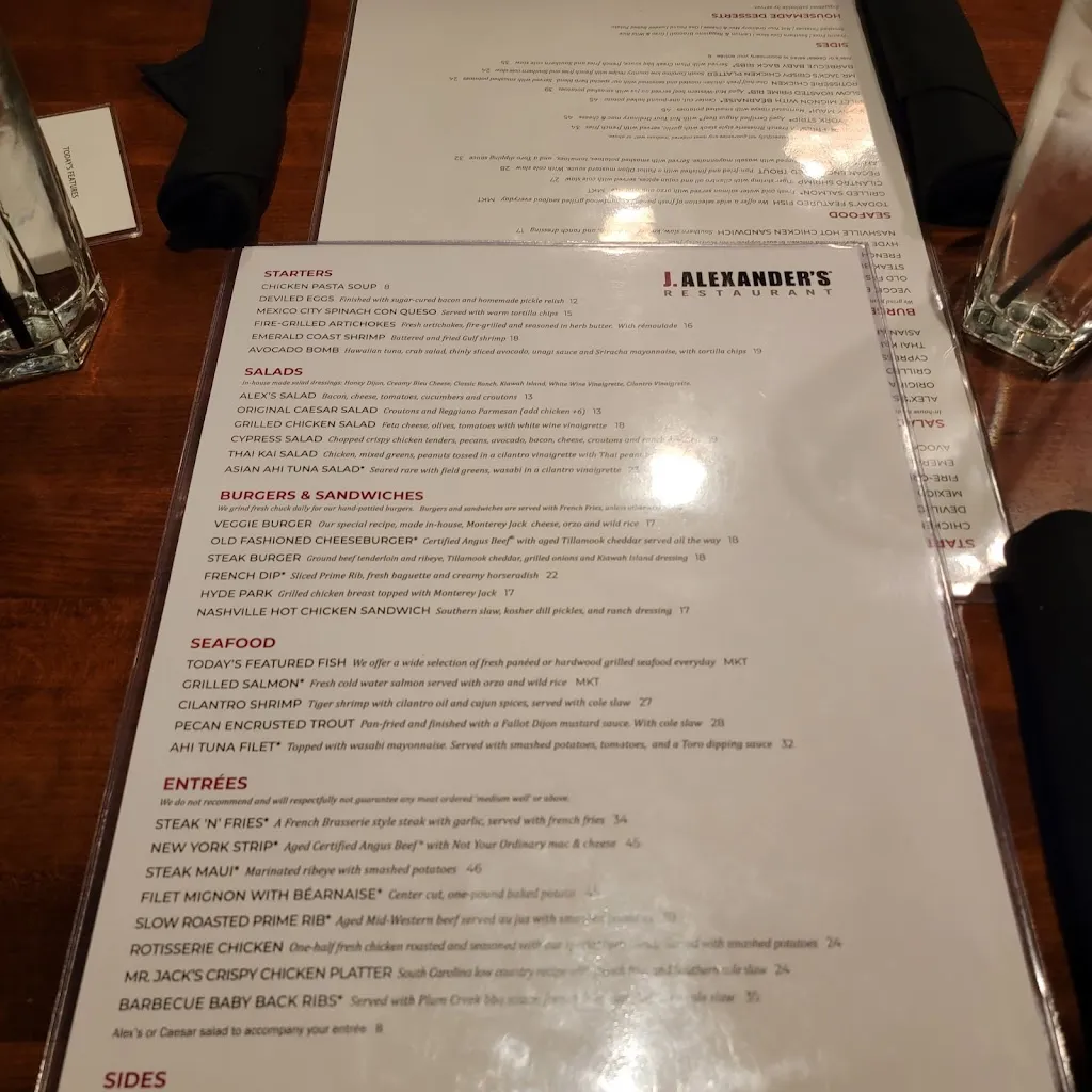 Menu_J. Alexander's Restaurant_Troy, MI_image_old_3