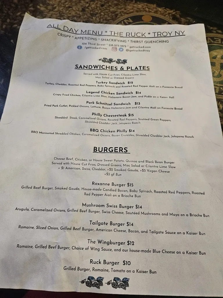 Menu_The Ruck_Troy, NY_image_old_3