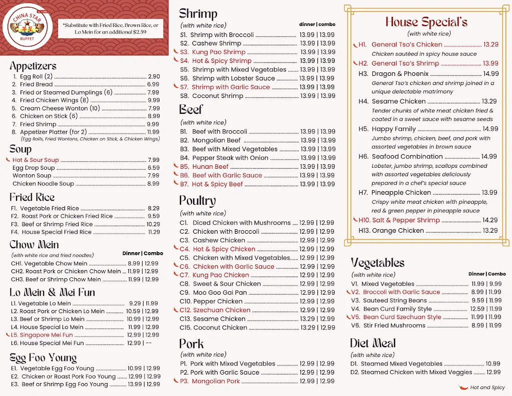 Menu_China Star Buffet_Waite Park, MN_image_old_1