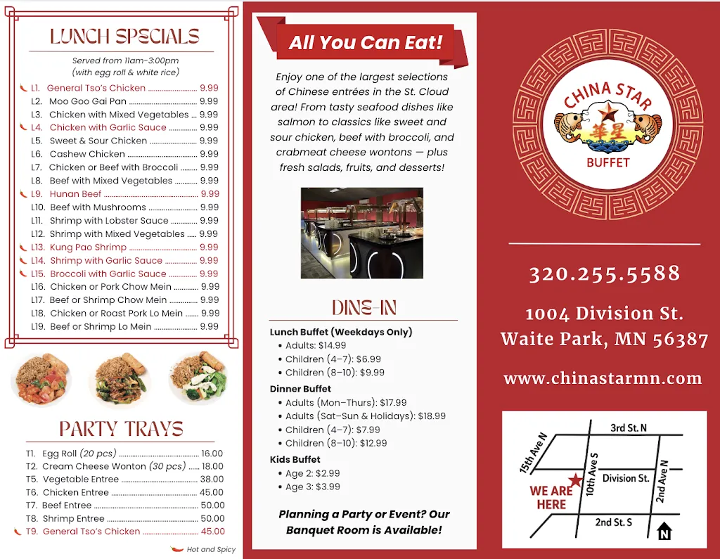 Menu_China Star Buffet_Waite Park, MN_image_old_2