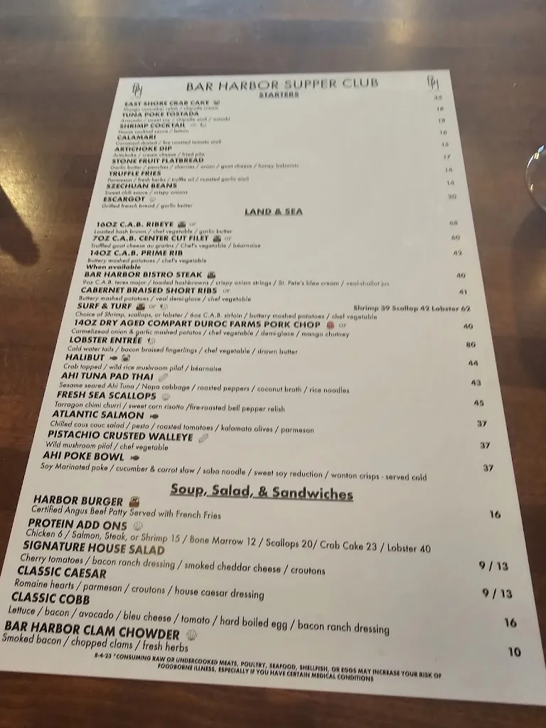 Menu_Bar Harbor Supper Club_Lake Shore, MN_image_old_2