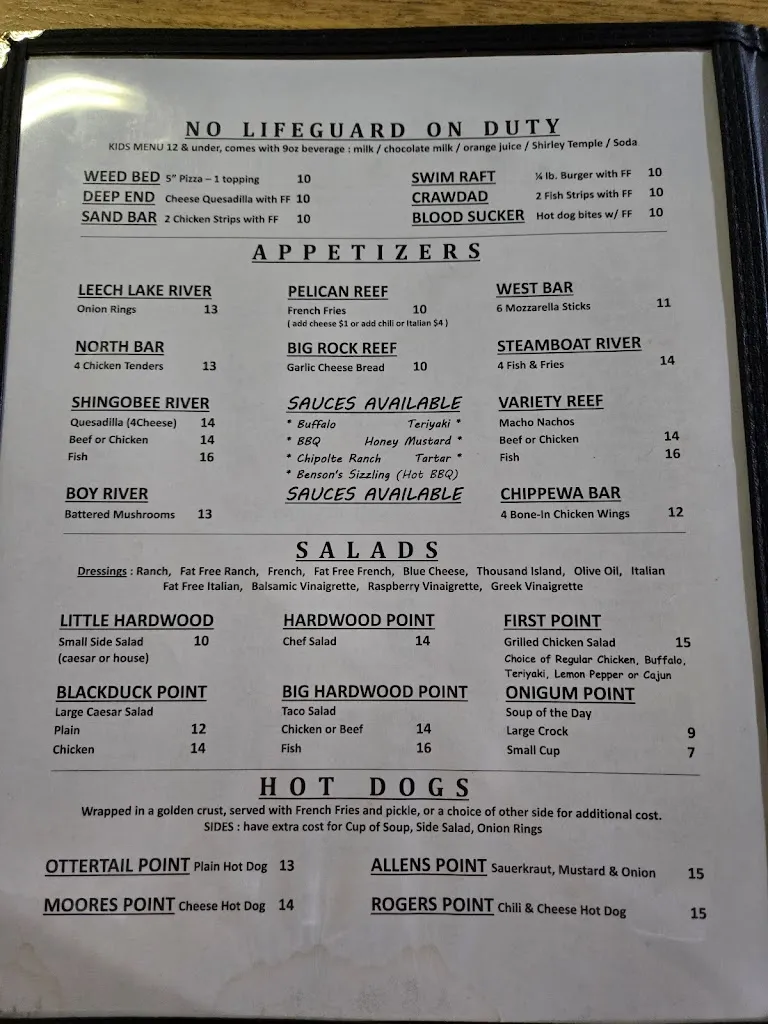 Menu_Benson's Eating & Drinking Emporium_Walker, MN_image_old_3