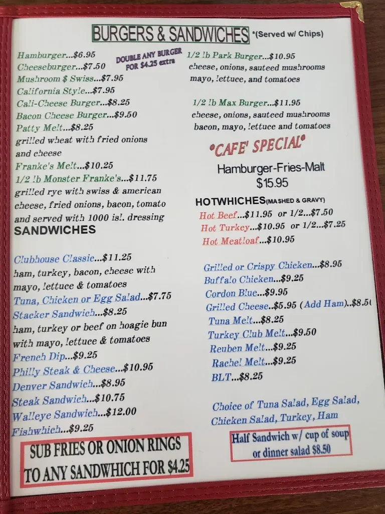 Menu_Park Cafe_St Paul Park, MN_image_old_2