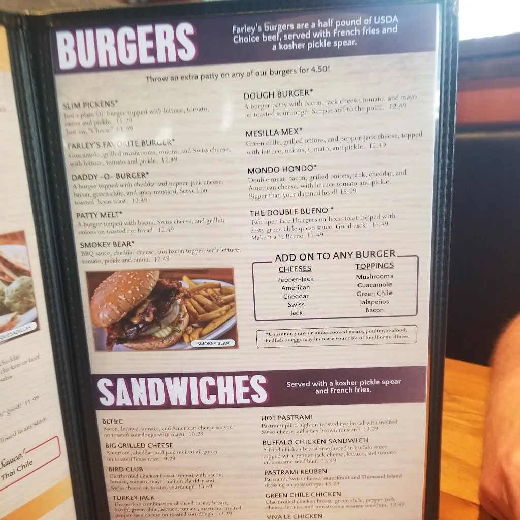 Menu_Farley's Food Fun & Pub_Ruidoso, NM_image_old_1