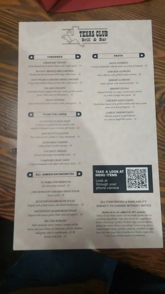 Menu_Texas Club_Ruidoso, NM_image_old_1