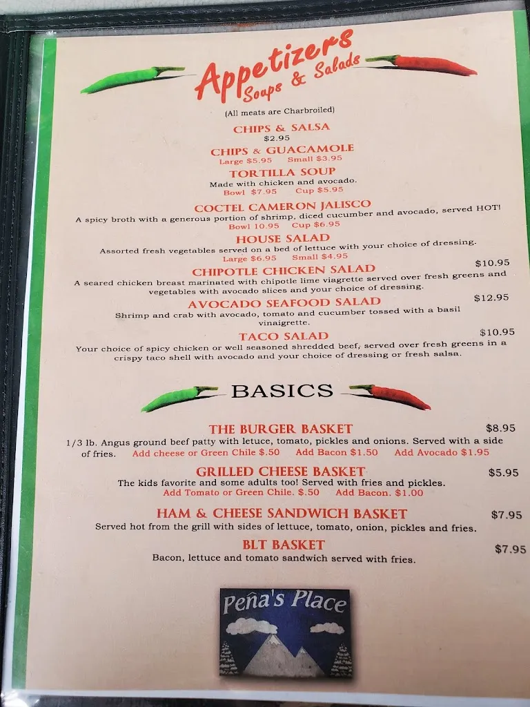 Menu_Pena's Place_Ruidoso, NM_image_old_1
