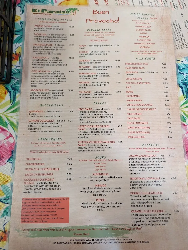 Menu_El Paraiso Mexican Restaurant_Ruidoso, NM_image_old_3