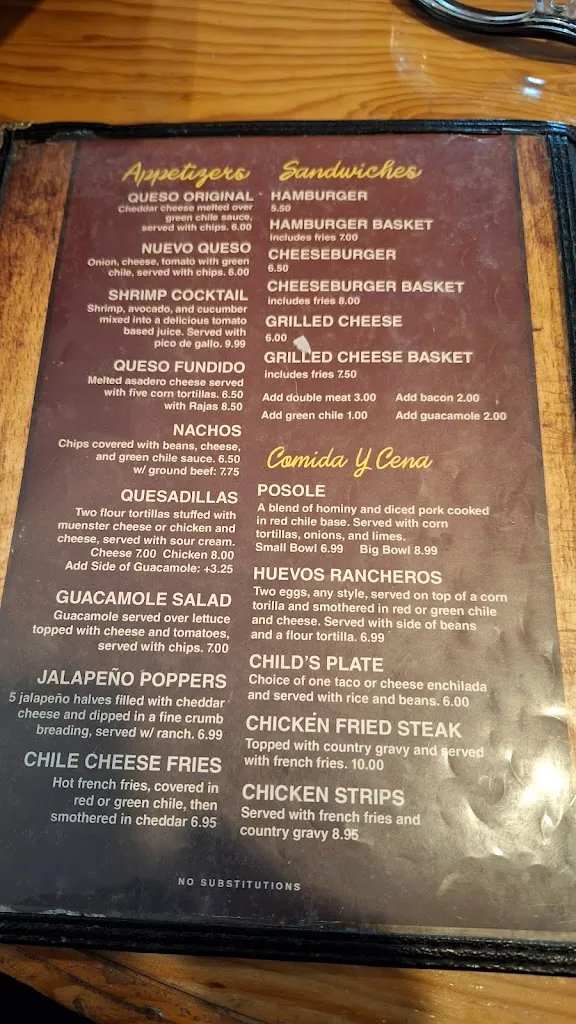 Menu_El Camino Nuevo_Ruidoso, NM_image_old_1