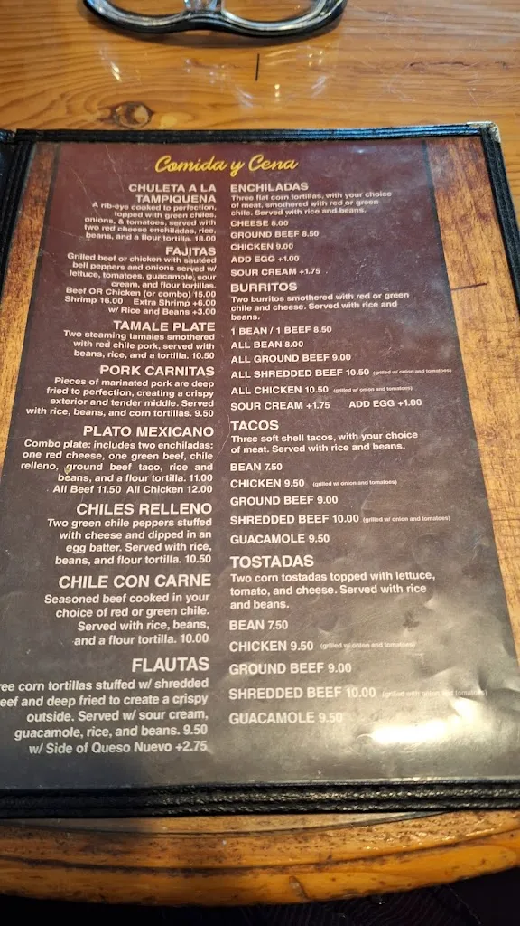 Menu_El Camino Nuevo_Ruidoso, NM_image_old_2