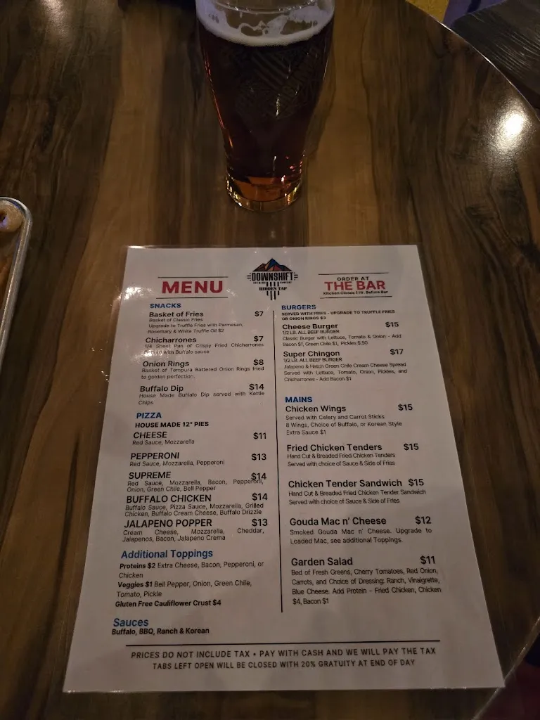 Menu_Downshift Brewing Company (Hidden Tap)_Ruidoso, NM_image_old_1
