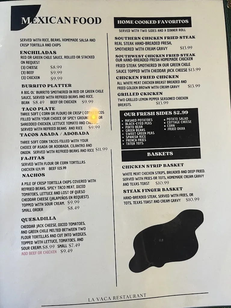 Menu_la Vaca restaurant_Ruidoso, NM_image_old_2