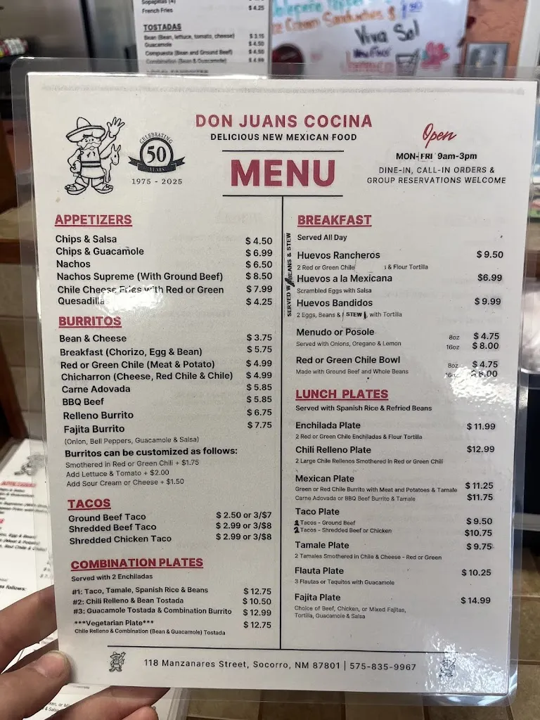Menu_Don Juan's Cocina_Socorro, NM_image_old_1