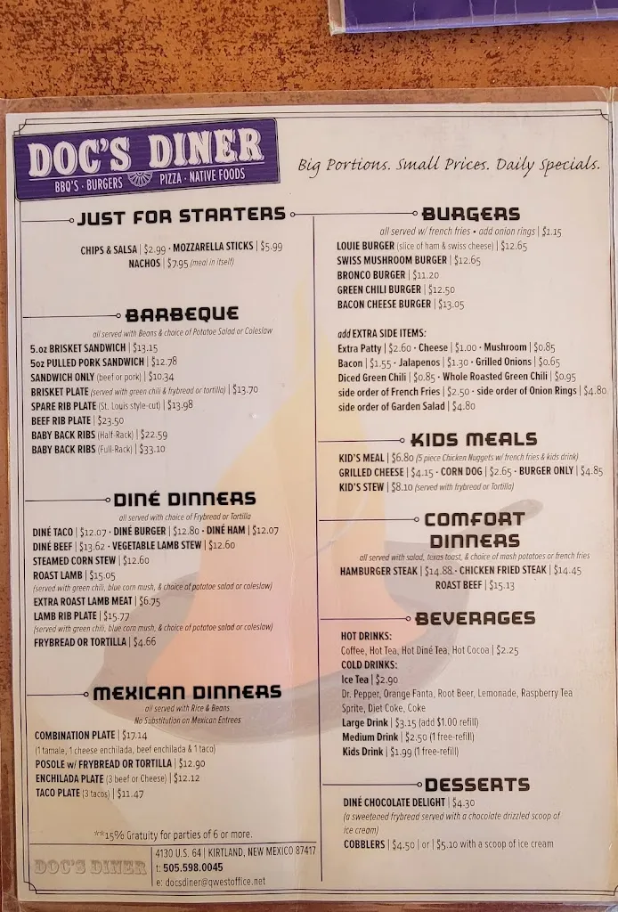 Menu_Doc's Place_Kirtland, NM_image_old_2