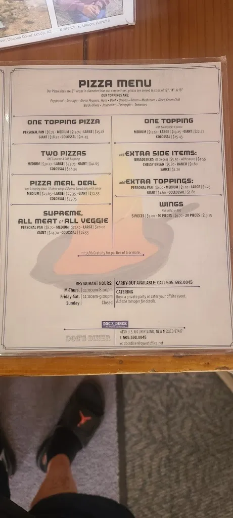 Menu_Doc's Place_Kirtland, NM_image_old_3