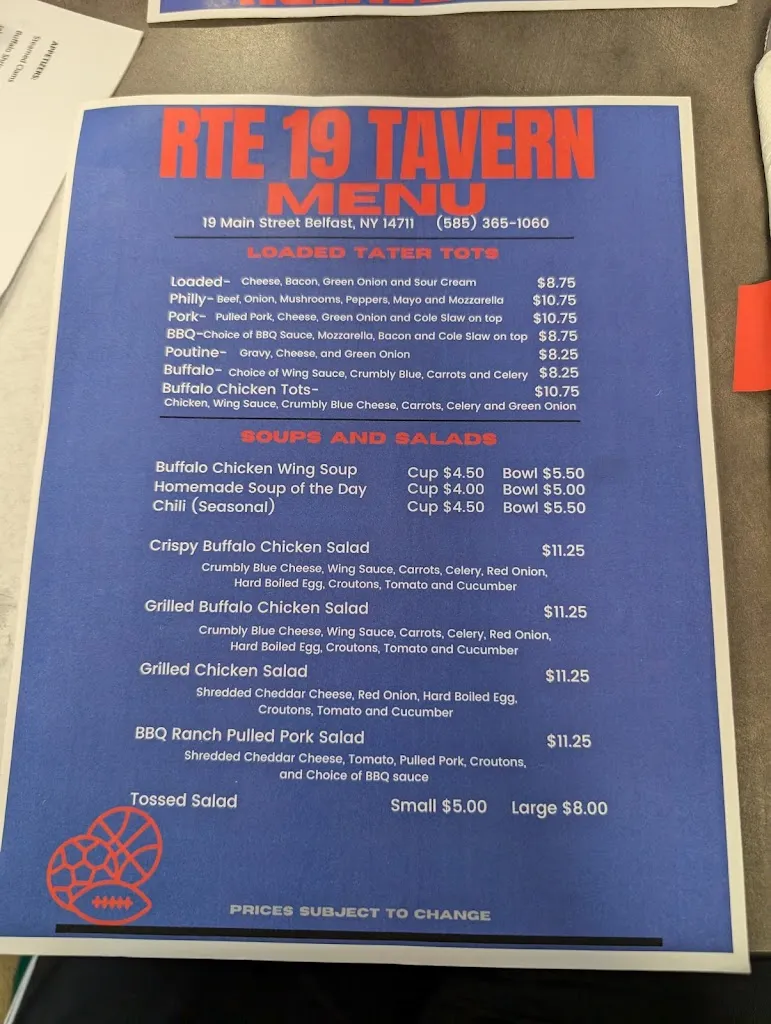 Menu_Route 19 Tavern_Belfast, NY_image_old_2