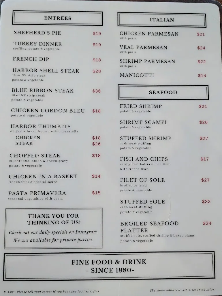 Menu_Harbor Light Pub_Rockaway Park, NY_image_old_2