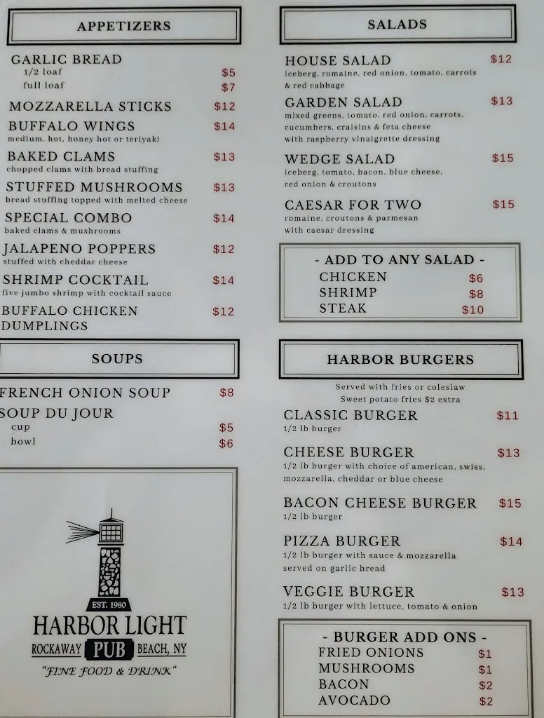 Menu_Harbor Light Pub_Rockaway Park, NY_image_old_3