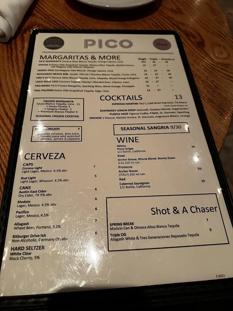 Menu_Pico_Belle Harbor, NY_image_old_1