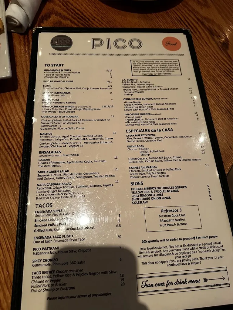 Menu_Pico_Belle Harbor, NY_image_old_2
