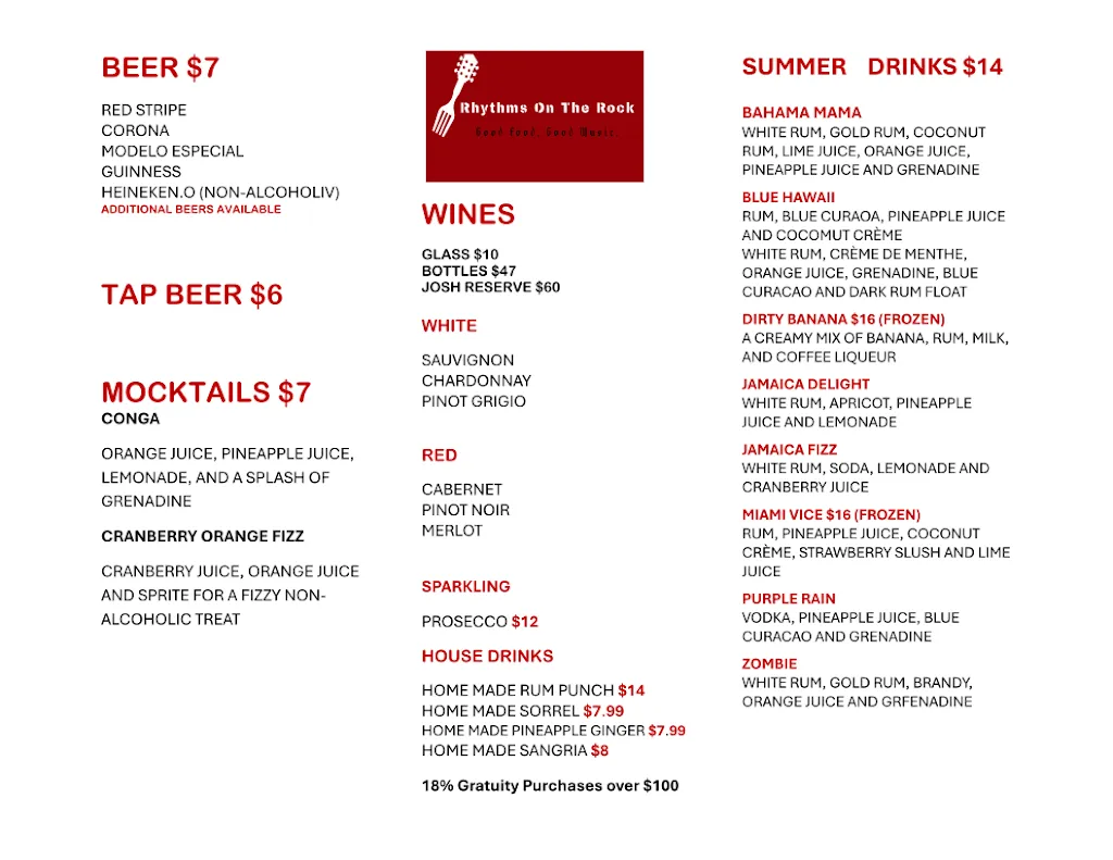 Menu_Rhythms On The Rocks_Far Rockaway, NY_image_old_2
