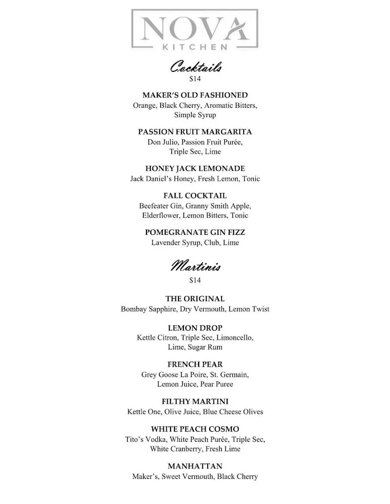 Menu_Nova Kitchen Restaurant and Bar_Blauvelt, NY_image_old_1