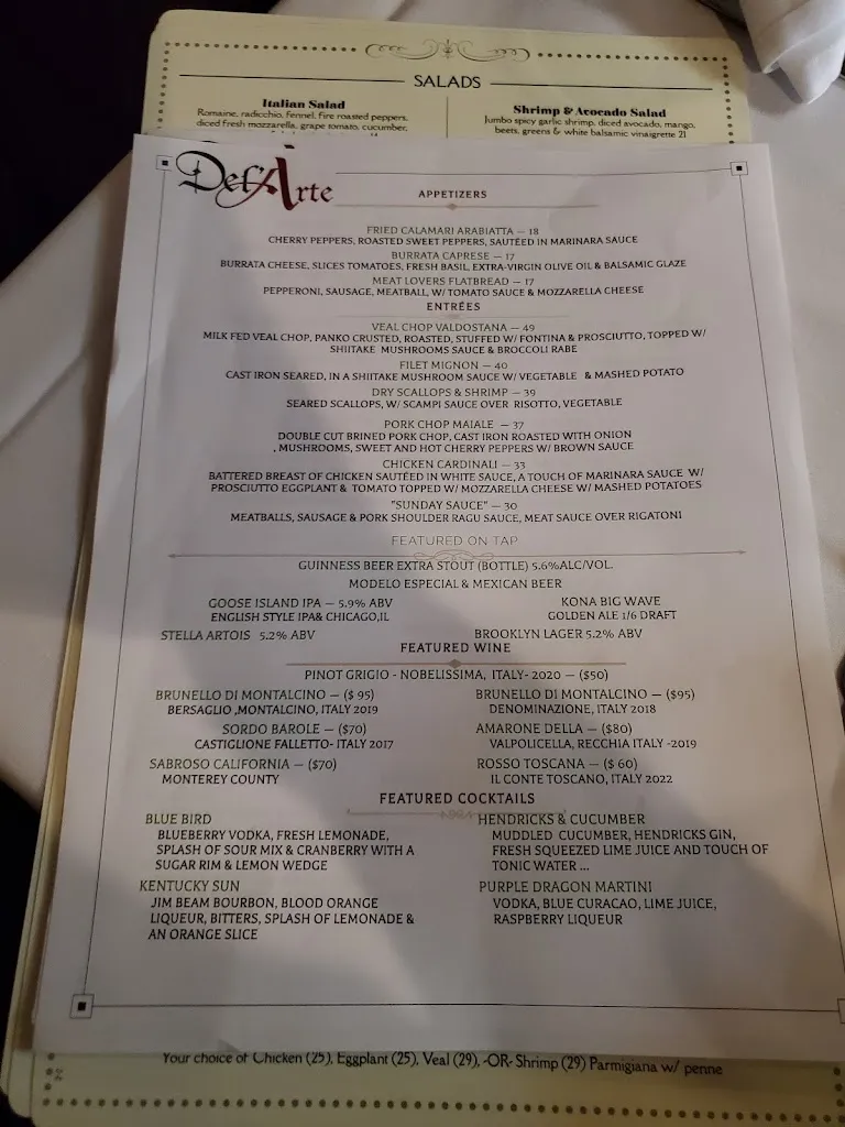 Menu_Del' Arte Restaurant_Orangeburg, NY_image_old_1