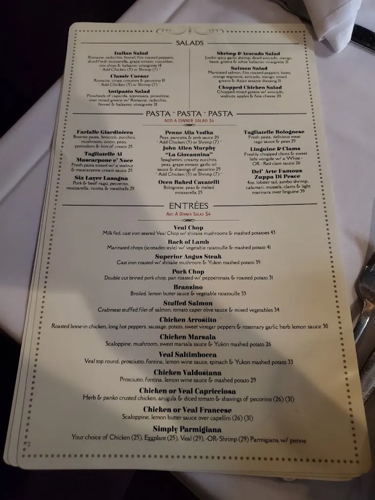 Menu_Del' Arte Restaurant_Orangeburg, NY_image_old_2