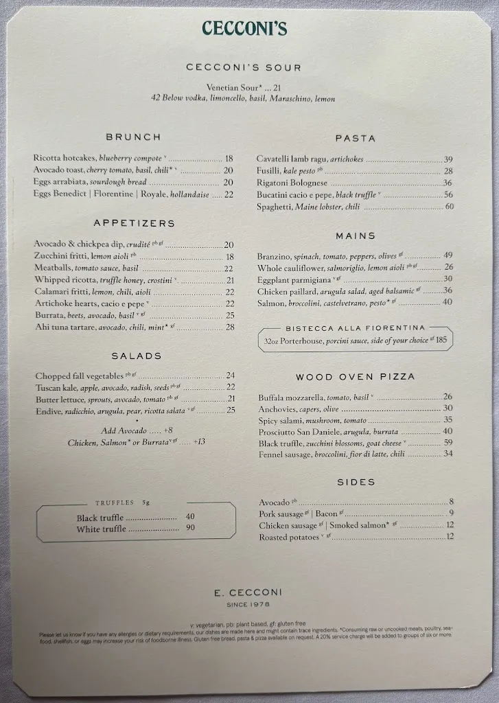 Menu_Cecconi's_Brooklyn, NY_image_old_2