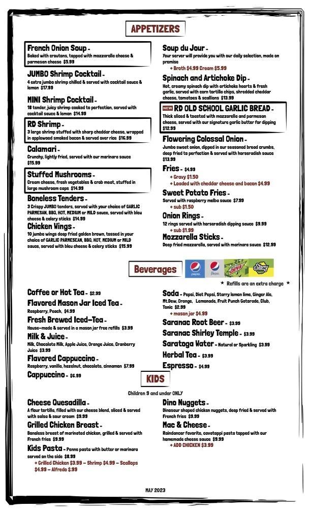 Menu_Raindancer Restaurant_Amsterdam, NY_image_old_2