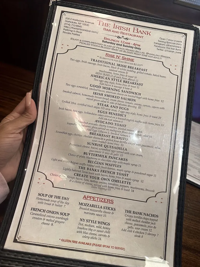 Menu_The Irish Bank_Hartsdale, NY_image_old_2
