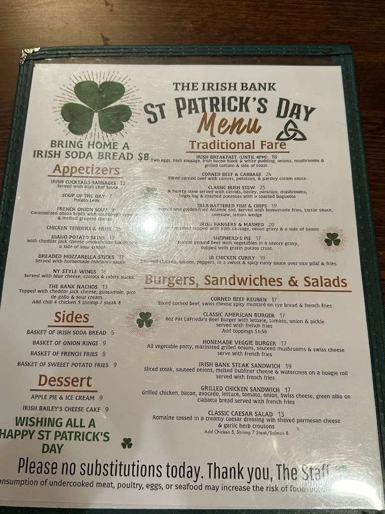 Menu_The Irish Bank_Hartsdale, NY_image_old_3