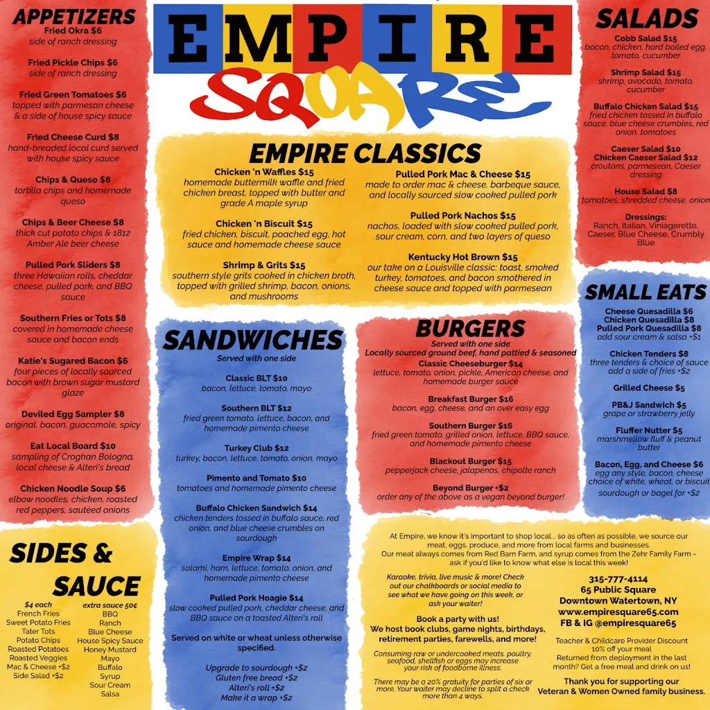 Menu_Empire Square_Watertown, NY_image_old_2