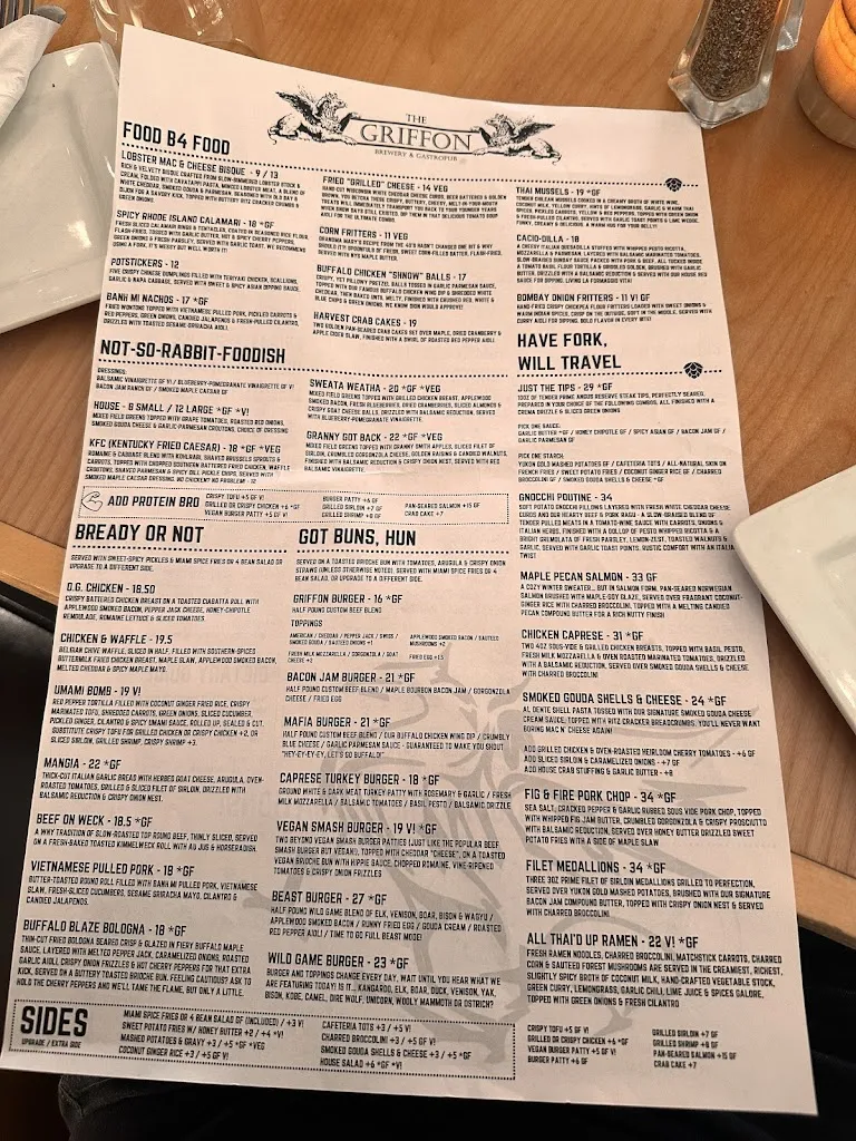 Menu_Griffon Brewery and Gastropub_Lewiston, NY_image_old_2