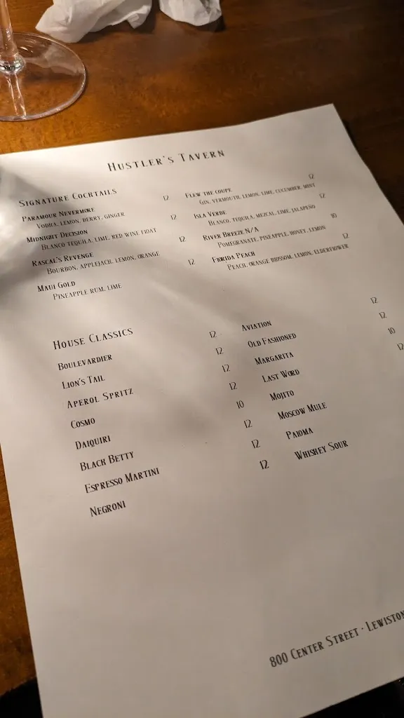 Menu_Hustler's Tavern_Lewiston, NY_image_old_2