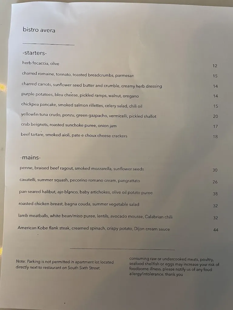 Menu_Bistro Avera_Lewiston, NY_image_old_1