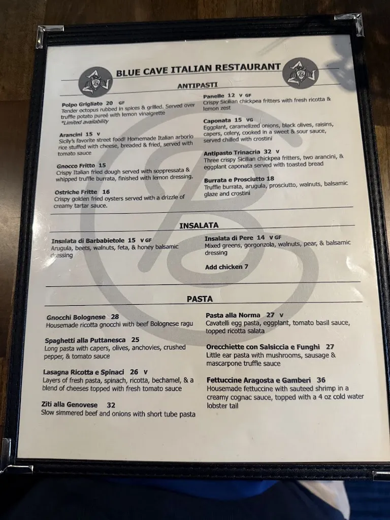 Menu_Blue Cave Italian_Lewiston, NY_image_old_3