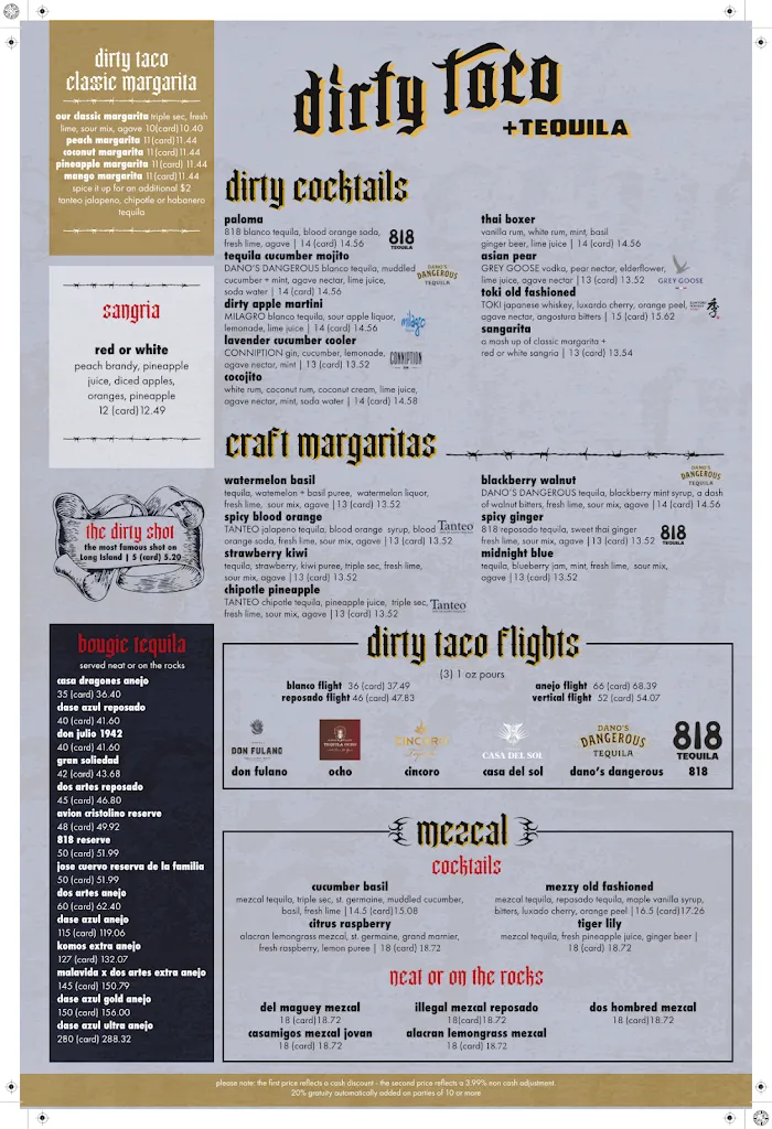 Menu_Dirty Taco + Tequila Port Washington_Port Washington, NY_image_old_2