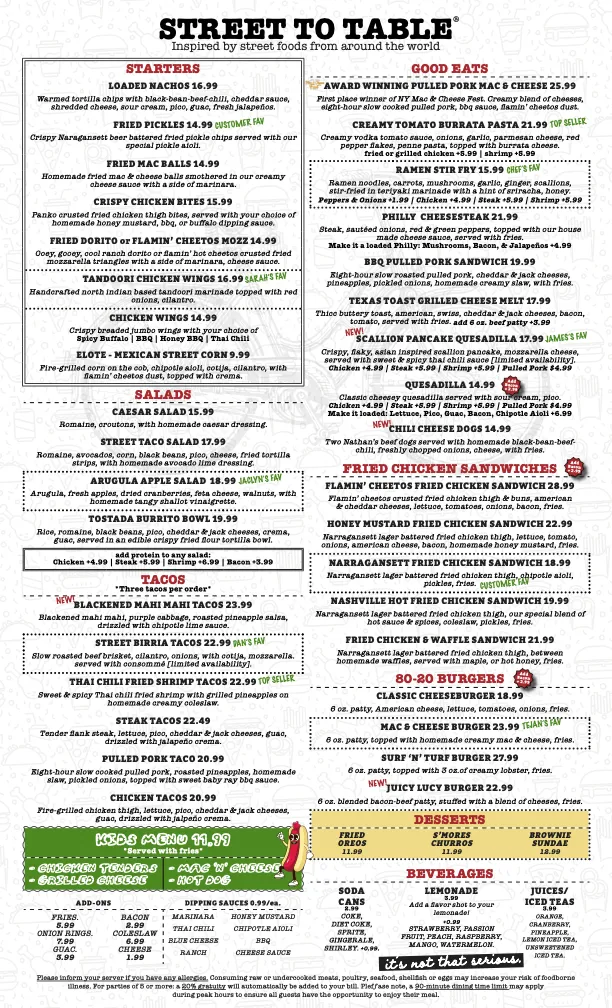 Menu_Street to Table, Merrick - Restaurant & Bar_Merrick, NY_image_old_1
