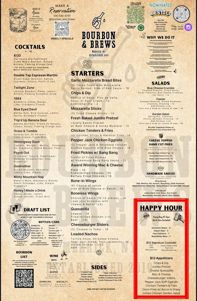 Menu_Bourbon & Brews_Merrick, NY_image_old_1